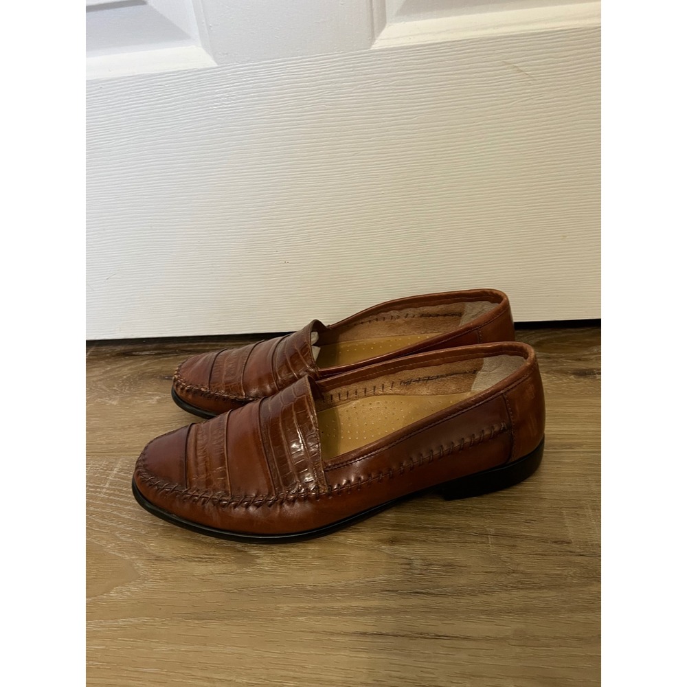 Giorgio Brutini Premier Mens Brown Leather Croc Embossed Loafers 10.5 D